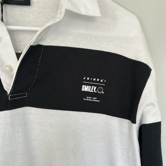 NWT Joshua Sanders Smiley Unisex black and white stripe shirt. Smiley faces, XS - Picture 2 of 7
